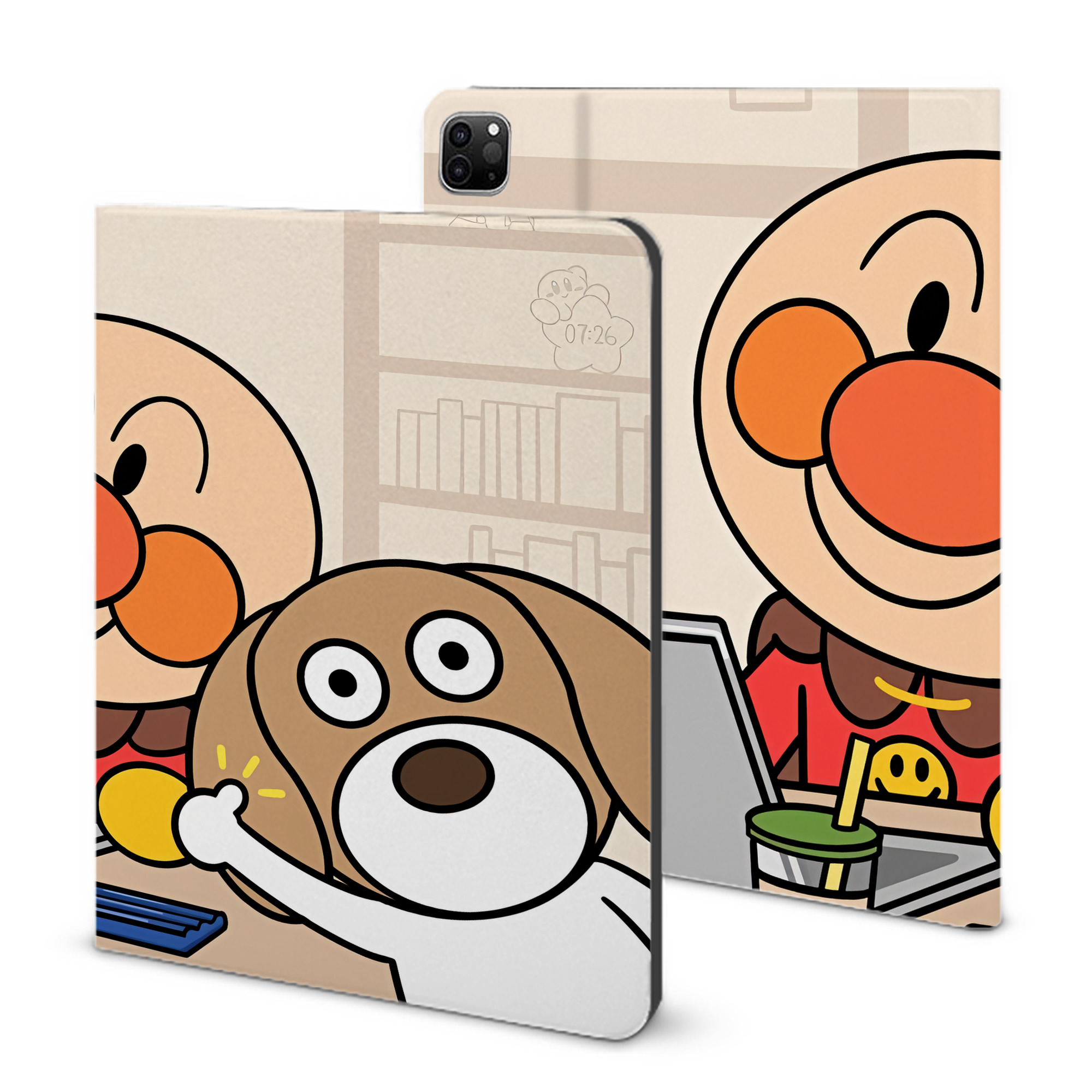 （画像用） アンパンマン Anpanman IPad ケース ブック型 PUレザー TPU 耐衝撃 軽量 薄型 ペン収納なし 全面保護 IPad 各モデル対応